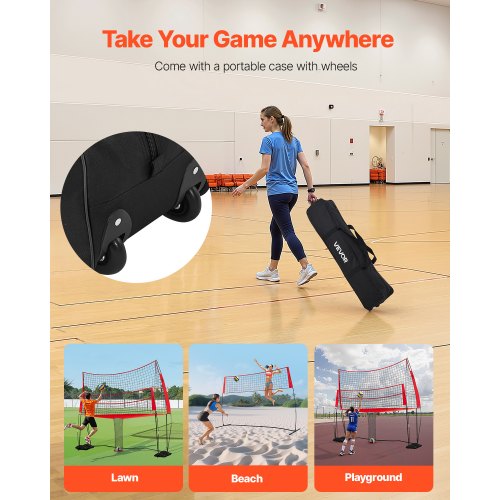 2in1 Volleyball Training Net System Freely HeightAdjustable Practice