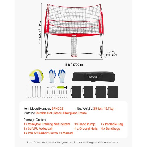 2in1 Volleyball Training Net System Freely HeightAdjustable Practice