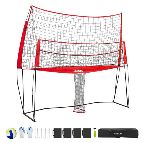 2in1 Volleyball Training Net System Freely HeightAdjustable Practice
