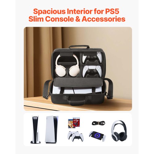 PS5 Carrying Case Travel Bag for Playstation 5 Slim Shockproof EVA Soft