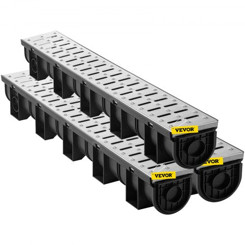 Trench Drain System Channel Drain with Metal Grate 59x51Inch HDPE