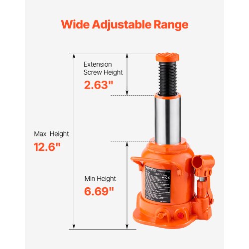 Hydraulic Bottle Jack 20 Ton44092 lbs Welded Bottle Jack with 669