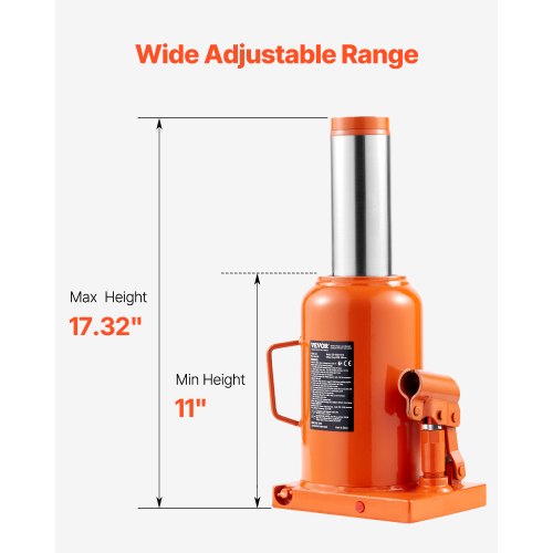 Hydraulic Bottle Jack 50 Ton110231 lbs Welded Bottle Jack with 11
