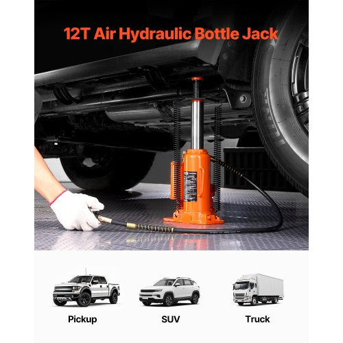 Air Hydraulic Bottle Jack 12 Ton26455 lbs Pneumatic Hydraulic Bottle Jack