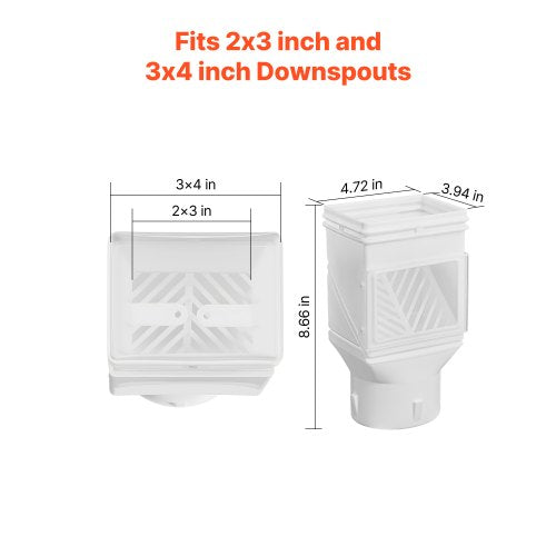 Gutter Downspouts Downspout Diverter Rainwater Collection System Fits for 2x3