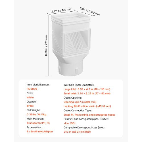 Gutter Downspouts Downspout Diverter Rainwater Collection System Fits for 2x3