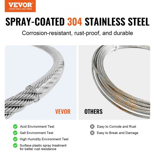 Wire Rope Kit 18 100 ft 304 Stainless Steel Cable with 59 Accessories