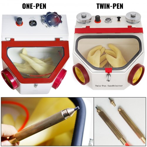 Twin Pen Sandblaster Double Pen Sand Blaster Machine for Dental Lab 2 Tanks