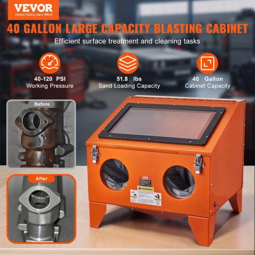 40 Gallon Sandblasting Cabinet 40120PSI Portable Benchtop Sand Blasting
