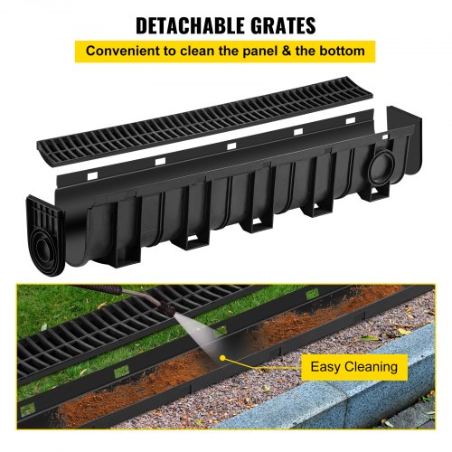 Trench Drain System Channel Drain with Plastic Grate 59x75Inch HDPE