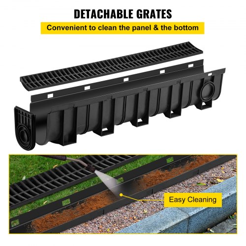 Trench Drain System Channel Drain with Plastic Grate 59x75Inch HDPE