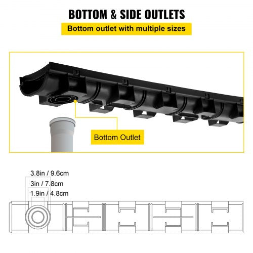Trench Drain System Channel Drain with Plastic Grate 57x31Inch HDPE