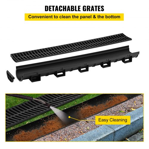Trench Drain System Channel Drain with Plastic Grate 58x31Inch HDPE