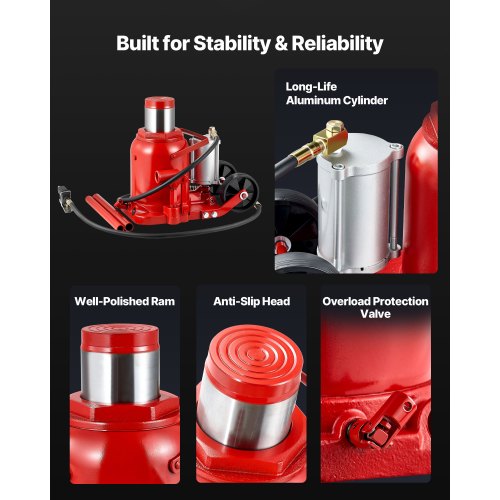 Air Hydraulic Bottle Jack 50 Ton 110231.5 lbs Capacity 104161 Inch