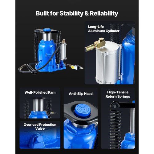 Air Hydraulic Bottle Jack 32 Ton 70546.9 lbs Capacity 10163 Inch
