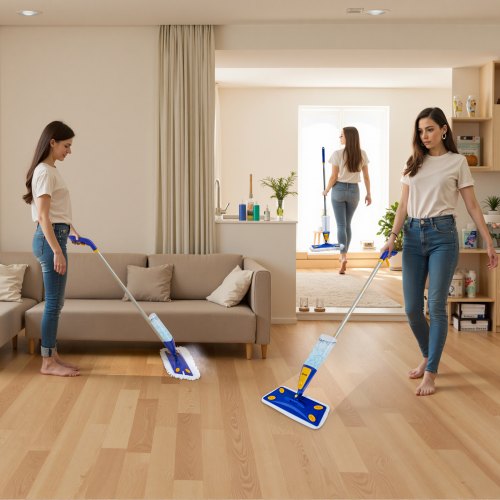 Spray Mop with 3 Washable Pads for Dry and Wet Floor Cleaning and a 27oz