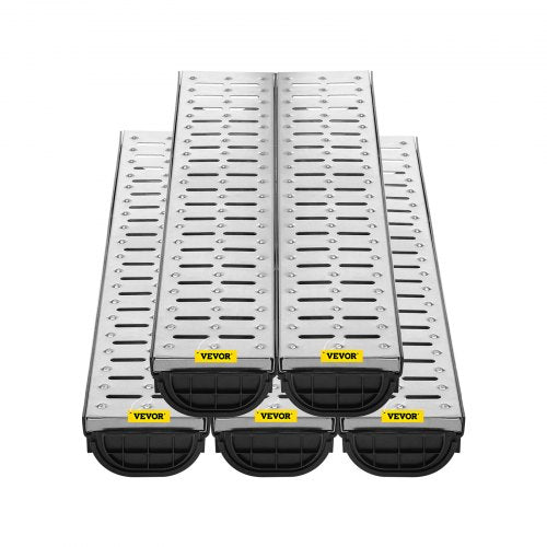 Trench Drain System Channel Drain with Metal Grate 57x31Inch HDPE