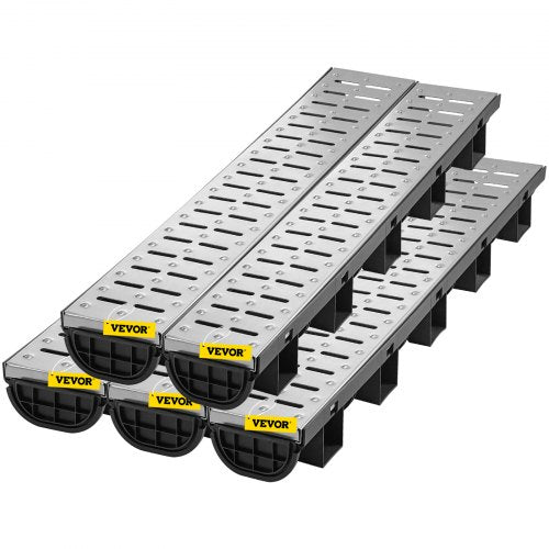 Trench Drain System Channel Drain with Metal Grate 57x31Inch HDPE