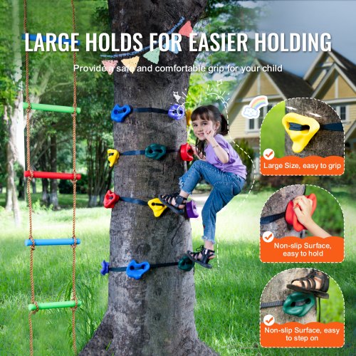 Ninja Tree Climbing Kit 12 Tree Climbing Holds 6 Ratchet Straps and a Climbing