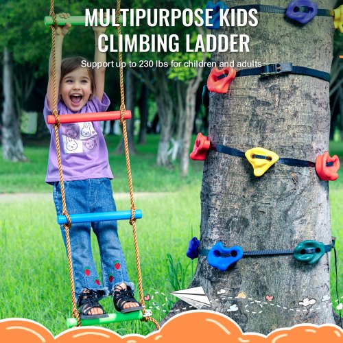 Ninja Tree Climbing Kit 12 Tree Climbing Holds 6 Ratchet Straps and a Climbing