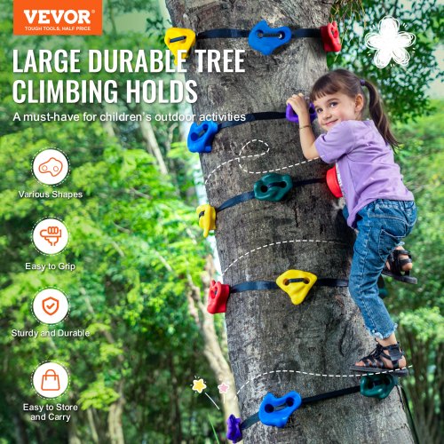 Ninja Tree Climbing Kit 20 Tree Climbing Holds and 6 Ratchet Straps Large