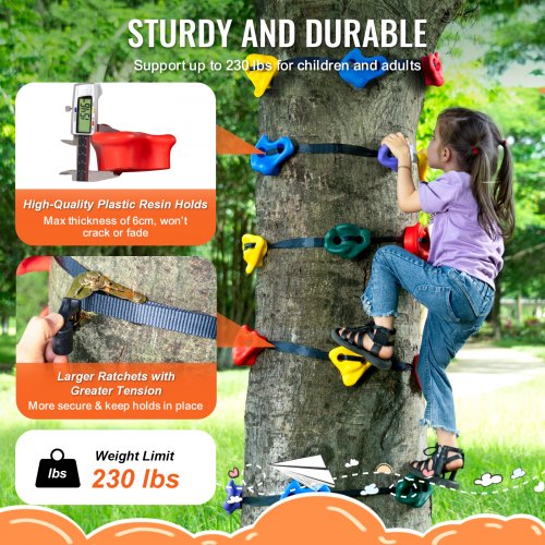Ninja Tree Climbing Kit 20 Tree Climbing Holds and 6 Ratchet Straps Large