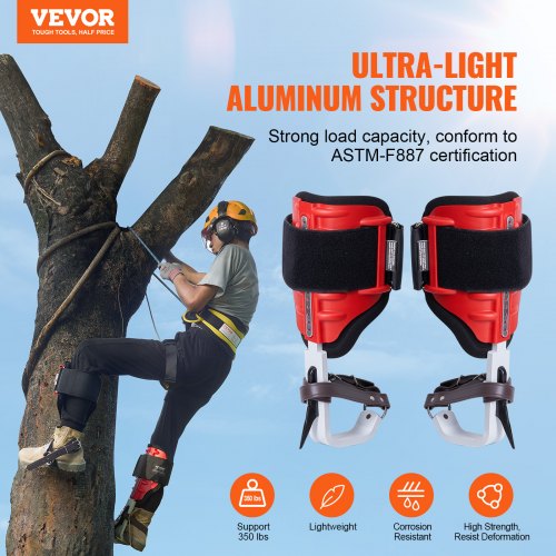 Tree Climbing Spikes 1 Pair Aluminum Climbing Spurs 350lbs Load Capacity