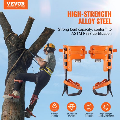 Tree Climbing Spikes 1 Pair Alloy Steel Climbing Spurs 350lbs Load
