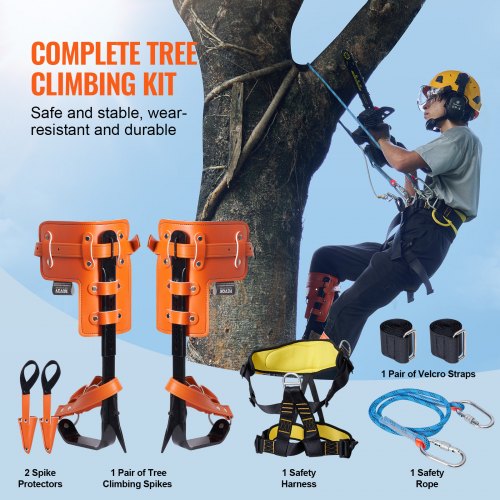 Tree Climbing Spikes Set 1 Pair Alloy Steel Climbing Spurs with Safety Rope