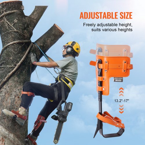Tree Climbing Spikes Set 1 Pair Alloy Steel Climbing Spurs with Safety Rope