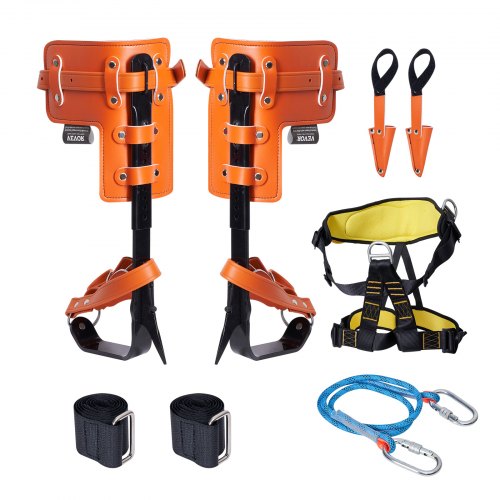 Tree Climbing Spikes Set 1 Pair Alloy Steel Climbing Spurs with Safety Rope