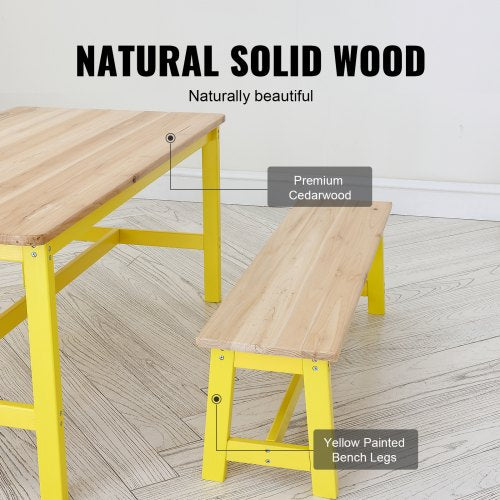 Kids Table and Bench Set Toddler Table and Chair Set of 3 Wood Activity