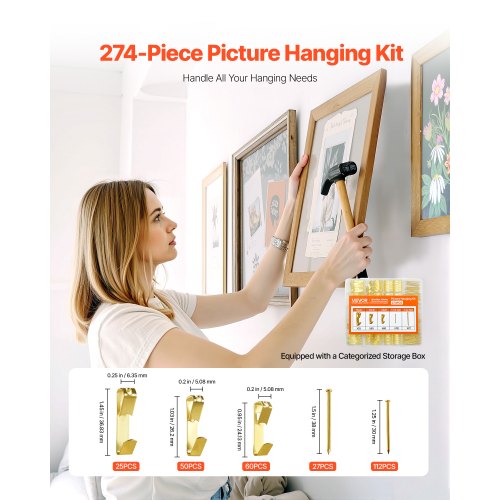 274 Pieces Picture Hanging Kit 20lbs 30lbs and 50lbs Picture Hangers