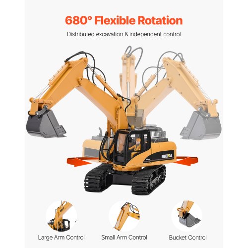 Remote Control Excavator Toy 15 Channel 3 in 1 Remote Control Digger with Metal