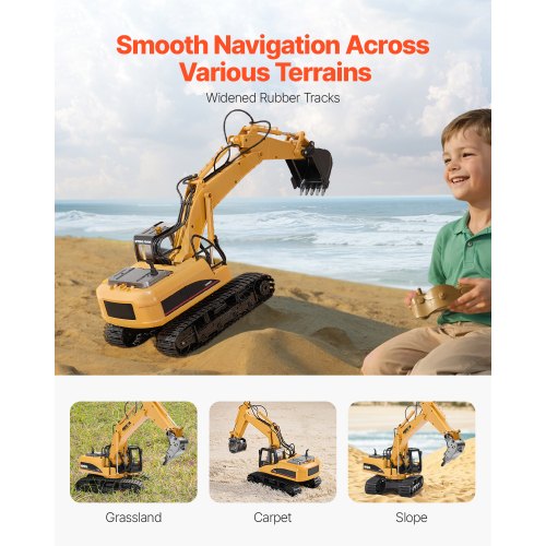 Remote Control Excavator Toy 15 Channel 3 in 1 Remote Control Digger with Metal