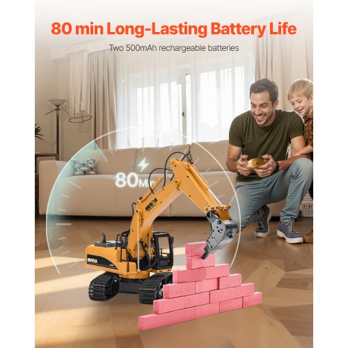 Remote Control Excavator Toy 15 Channel 3 in 1 Remote Control Digger with Metal