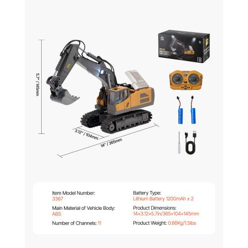 Remote Control Excavator Toy 11 Channel 120 Scale Remote Control Digger