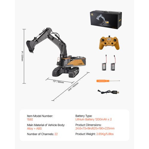 Remote Control Excavator Toy 22 Channel 114 Scale Remote Control Digger