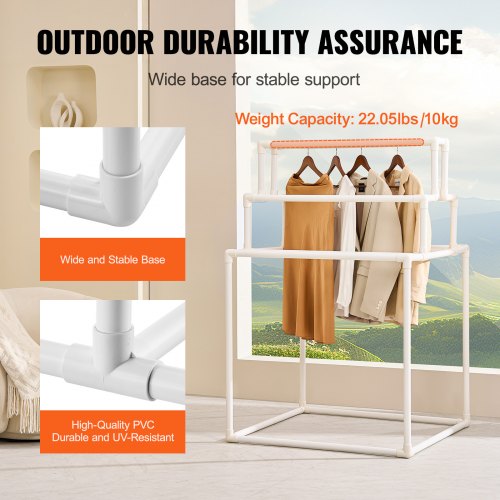 Towel Rack 8 Bars Outdoor PVC Towel Holder Freestanding Pool Towel Hanger