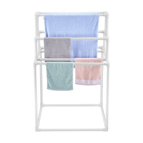 Towel Rack 8 Bars Outdoor PVC Towel Holder Freestanding Pool Towel Hanger