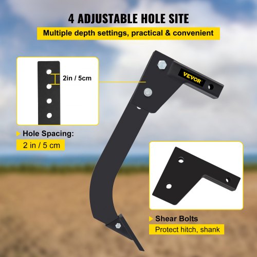 Hitch Mounted Ripper 18 Shank Length Box Scraper Shank 4 Hole Site Box