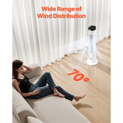 Tower Fan 22 fts Velocity Quiet Floor Fan 70° Oscillating Fans for Indoors
