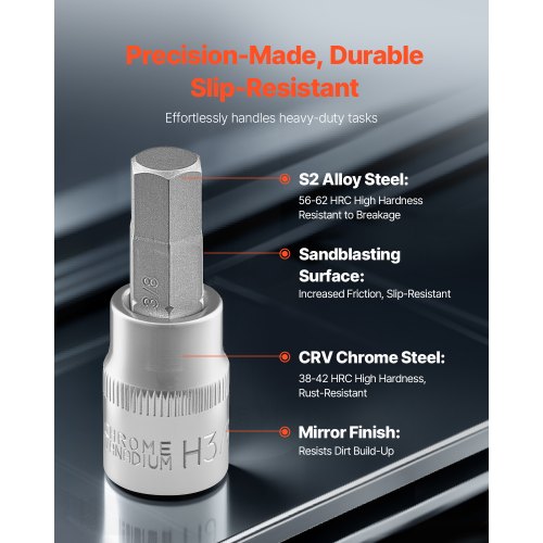 Hex Bit Socket Set 32Piece S2 Alloy Steel and CrV Steel Standard SAE