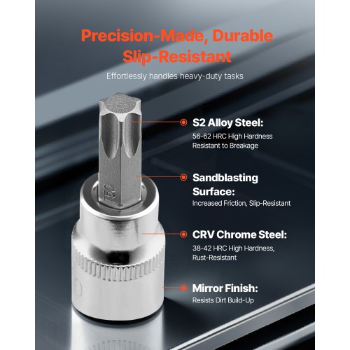 Torx Bit Socket Set 13Piece Star T8 – T60 Set S2 Alloy Steel and CrV