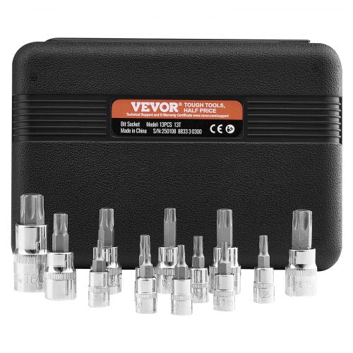 Torx Bit Socket Set 13Piece Star T8 – T60 Set S2 Alloy Steel and CrV