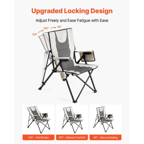 Folding Camping Chair 3 Reclining Positions Outdoor High Back Camping