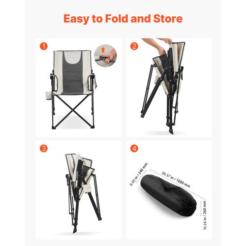 Folding Camping Chair 3 Reclining Positions Outdoor High Back Camping