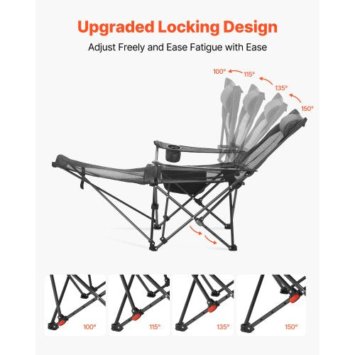 Reclining Camping Chair 4 Adjustable Positions Portable Folding Lounger 1