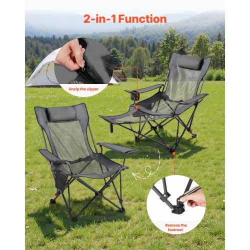Reclining Camping Chair 4 Adjustable Positions Portable Folding Lounger 1