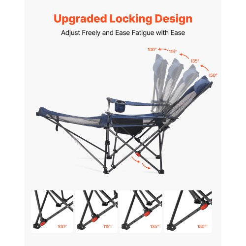 Reclining Camping Chair 4 Adjustable Positions Portable Folding Lounger 2